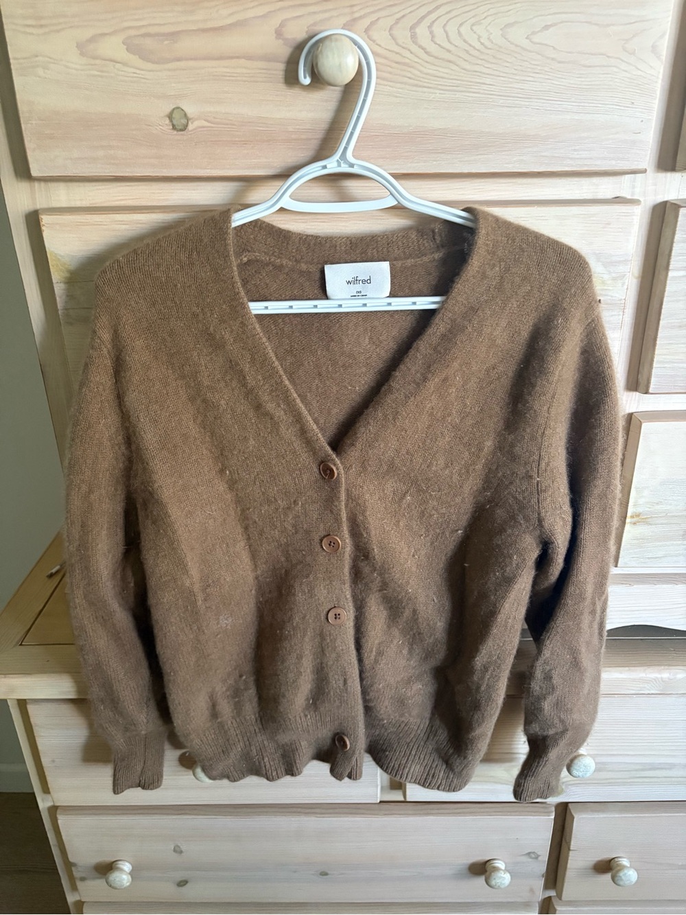 Wilfred Chestnut Brown V-Neck Button Front Cardigan